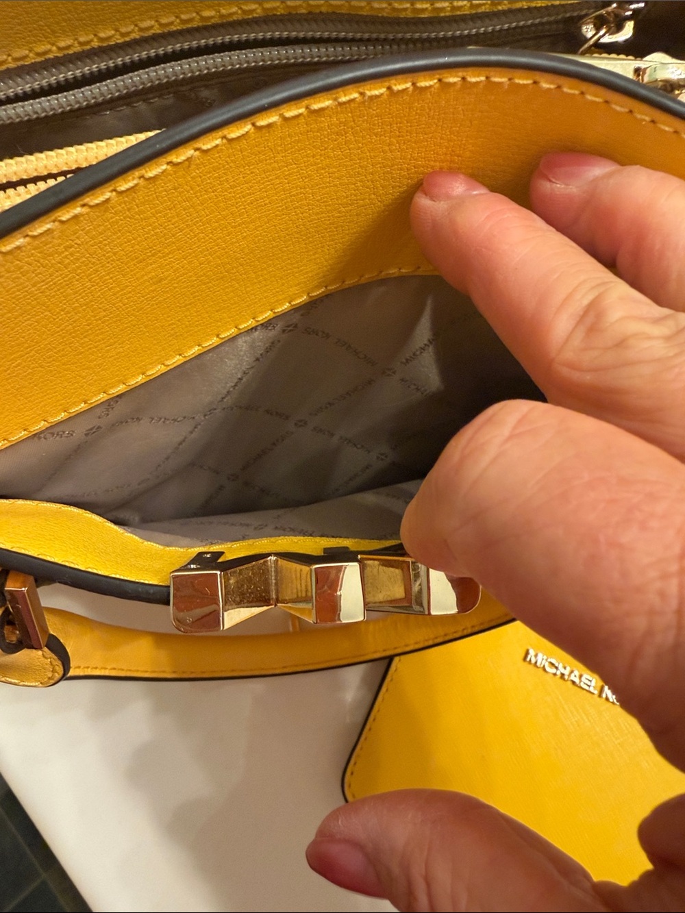 Michael Kors Yellow Leather Satchel with Zip Card Case - Picture 8 of 11